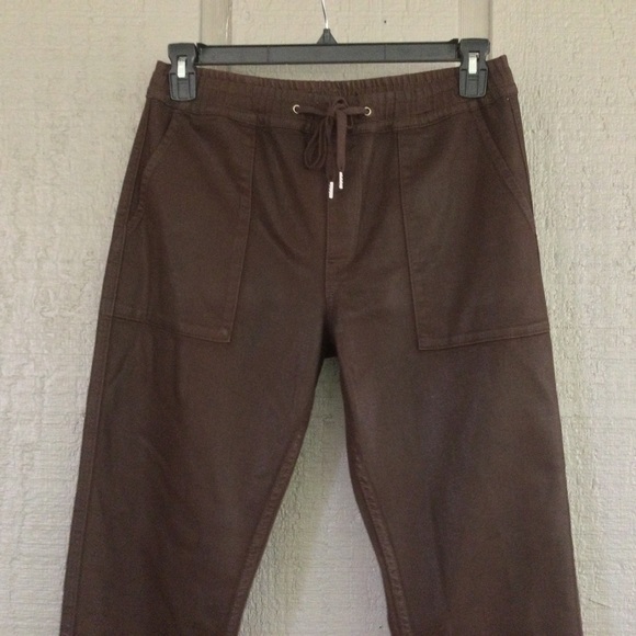 Hudson Utility Jogger Pant Size M Drawstring Pocket In Coated Chicory Coffee - Picture 3 of 14